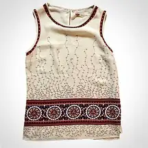 Chelsea & Violet Floral Beige Red Tank Top Womens XSmall