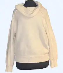 Free People Knit White Cowl Neck Pullover Sweater Small Oversized Fit