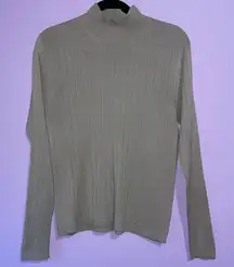 Silx Silk Knit Ribbed Sweater Women M Normcore Neutral Minimalist Contemporary