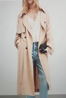 ALLSAINTS WYATT CLASSIC BEIGE COTTON TRENCH COAT SIZE 2