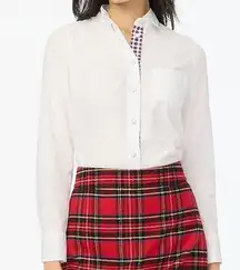 J crew Tartan placket jeweled button-up cotton poplin shirt in signature fit S