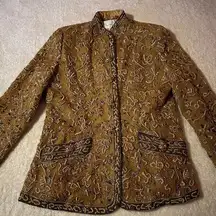 Oscar De La Renta RARE Golden Embroidered/Beaded Blazer Size 12