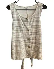 Lucky Brand heather gray / cream blend button down tank top