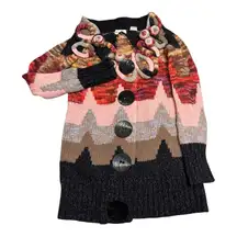 Anthropologie Moth Wool Blend Loop Neck Zigzag Sweater‎ Coat XS