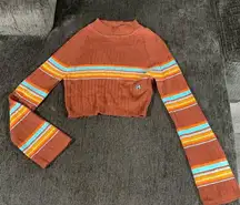 Vintage Y2K Silvertab Striped Crop Sweater Size M