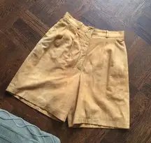 Vintage Leather High Waisted Shorts 80s academia suede shorts pleated