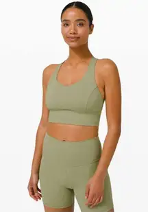 Lululemon Free To Be Serene Sports Bra Longline Sage Green Size 6 Gym Strappy