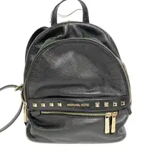 Michael Kors Black Soft Pebbled Leather Gold Studded Mini Backback Purse