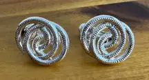 Vintage swirl style silver screw back clip on earrings