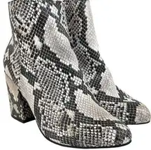 Bamboo  Vitality Snakeskin Boots Booties Black Gray Size 6.5 Ankle Chunky Heel