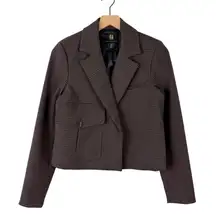 House Of Harlow Plaid Cropped Blazer Brown Sz XS