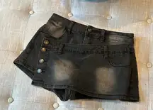 Fashion Nova Black Denim Distressed Skort Size Small