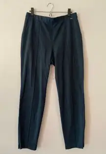 St. John Navy Blue Heathered Pintuck Stretchy Straight Leg Pants Women's size 12