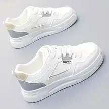 Women's White Platform Chunky Athletic Fashion Shoes