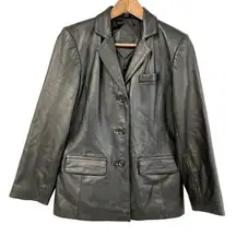 Jacquline Ferrar Leather Jacket Blazer Womens Petite Small Mobwife Minimalist