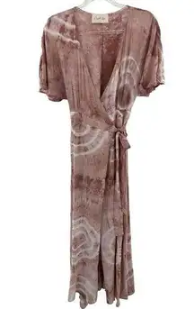 Brandi‎ Land Women's Tie-Dye T-Shirt Maxi Wrap Dress Casual Beachy Vacation Med