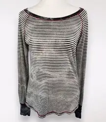 Long Sleeve Striped Top Raglan Sleeves XS