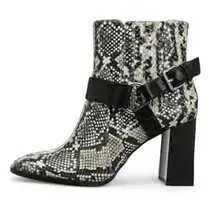 BCBGeneration 5.5 snake print harness ankle booties‎
