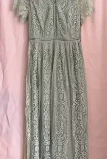 Green Flutter Sleeve Sundress for Wedding Guest