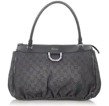 Gucci Abbey Black Denim Canvas Satchel Shoulder Bag
