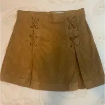 Faux Leather Mini Skirt Brown Ladies Size Small