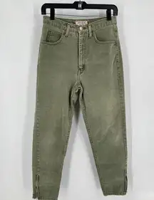 Vintage Guess Georges Marciano Olive Cotton High Waisted Ankle Zip Mom Jeans  29