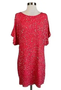 Aidan Mattox  Women's Cocktail Dress Size 10 Coral Orange Sequined Mini Shift