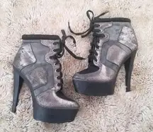 Shoe Republic LA Silver Ankle Platform Boots Size9