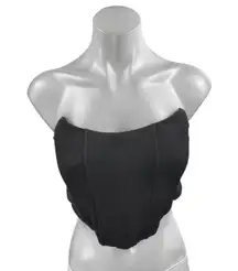White Fox Women's Black Strapless Sleeveless Corset Bustier Crop Top Size S