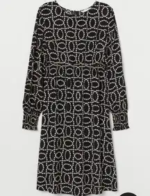 🖤 H&M BLACK WHITE PEARL PRINT MIDI DRESS XS