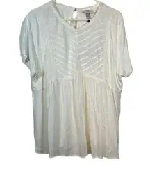 Knox Rose White Bohemian Lace Off White Cream Pullover Tunic Shirt XXL NWT #0480