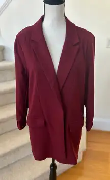 NWT Stitchfix Skies Are Blue Burgundy Red Open Long Line Oversize Blazer