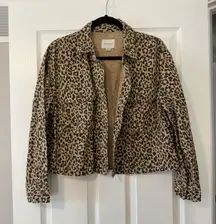 Cheetah Leopard Print Cropped Oversize Button Down Shacket Jacket