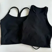 BEYOND YOGA Space Dye Across The Straps Cropped Tank Darkest Night Black Size XS