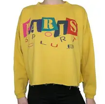 Vintage 90s Paris Sports Club Cropped Yellow Sweatshirt
