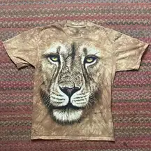 2011 RETRO THE MOUNTAIN LION FACE BROWN TIE DYE TEE