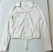 Bailey 44 White Buttoned Collared Long Sleeve Shirt Top Blouse Bodysuit Size M 🤍