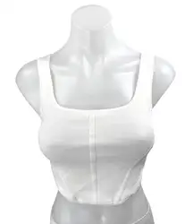 Aritzia Babaton White Rib Knit Sleeveless Square Neck Cami Crop Tank Top Size XS