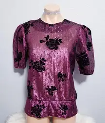 Vintage 80's women's retro disco shimmer semi sheer party top blouse