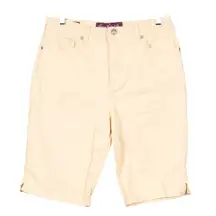 Gloria Vanderbilt Amanda Bermuda Shorts 8 Womens Pale Yellow Cotton Denim Jean