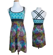 Soybu‎ Tank Dress XS Multicolor Built In Bra Stretch Knit Active A-Line Strappy