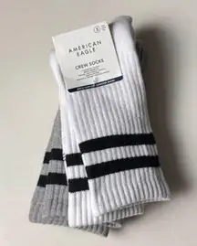 American Eagle Outfitters Two Pack  Casual Socks White and Gray Striped NWT