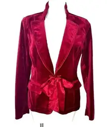 White House | Black Market  Cranberry Red Velvet Blazer Women's 12 Ruffle Collar