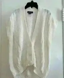 Cable knit cardigan. Chucky. Oversized. Boxy. Cap sleeve. Large button. Size M