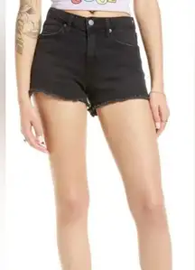 BP Black Wash Denim Jean Shorts 100% Cotton Frayed Hem High Rise Size 26 NWT