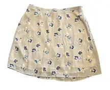 Hillary & Hanson Woman Lined Floral Skirt in Gray, Blue and White