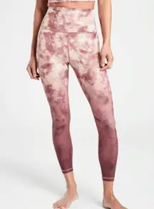 Athleta Elation Printed 7/8 Tight Athletic Legging Pink Maroon Medium Tall