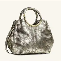 Patricia Nash Metallic Crossbody Top Handle Shopper Purse Bag Like New
