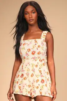 Cream Floral Tie Back Romper