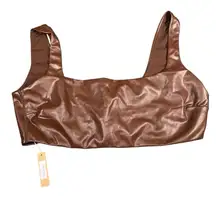 Skims Womens Chocolate Brown Cocoa‎ Faux Leather Scoop Neck Bralette Sz 3X